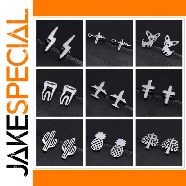Chihuahua Cactus Stainless Steel Stud Earrings