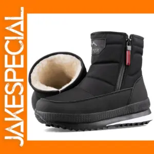 Men's Waterproof Ankle Snow Boots with Plush Lining
