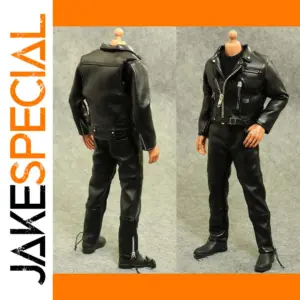 1/6 Scale Black Leather Jacket Set for Action Figures
