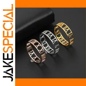 Roman Numerals Stainless Steel Couple Ring