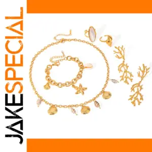 Gold Starfish Shell Pendant Necklace for Women