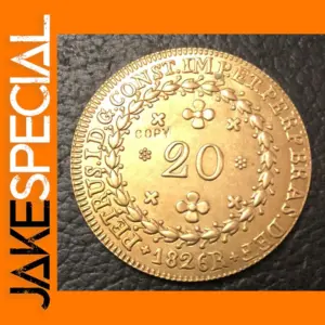 1826-R Brazil 20 Reis Copper Copy Coin