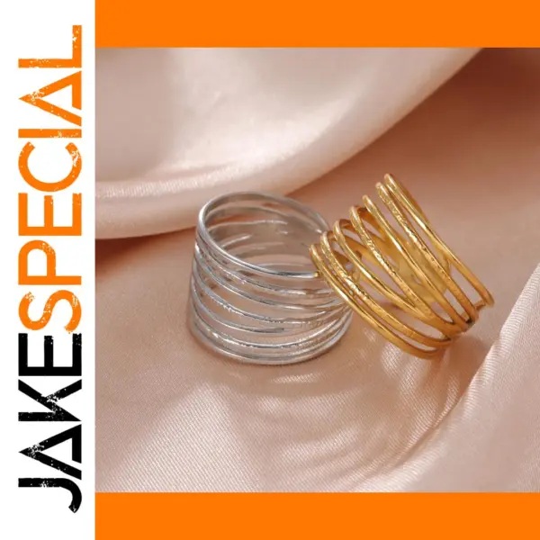 Geometric Multi-Layer Stainless Steel Rings