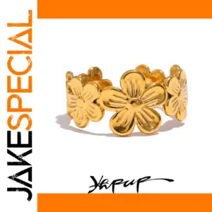Yhpup Geometric Water-Resistant Stainless Steel Ring