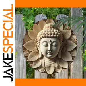 Round Buddha Head Wooden Plaque for Home Decor