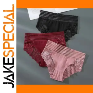 High-Waist Lace Panties 3PCS Set for Women
