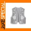 Vintage Floral Embroidered Women's Crop Vest