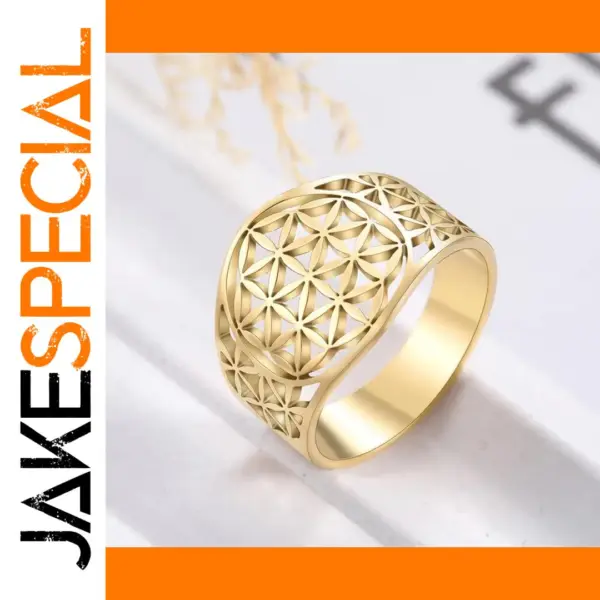 Vintage Flower of Life Stainless Steel Ring