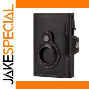 Men's RFID Blocking Leather Wallet with AirTag Slot