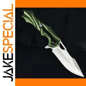 Folding Tactical Knife 440C Green Aluminum Handle
