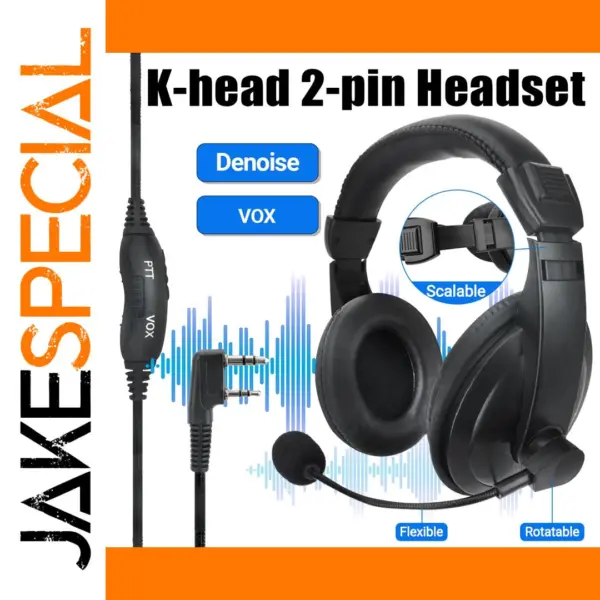 ABBREE VOX PTT Two-Way Radio Headset for Baofeng UV-5R