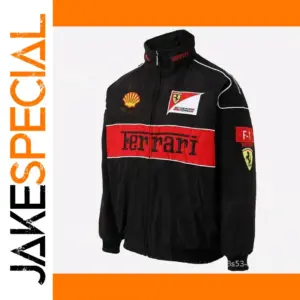 Ferrari Black Jacket with Red Stripe and Logos