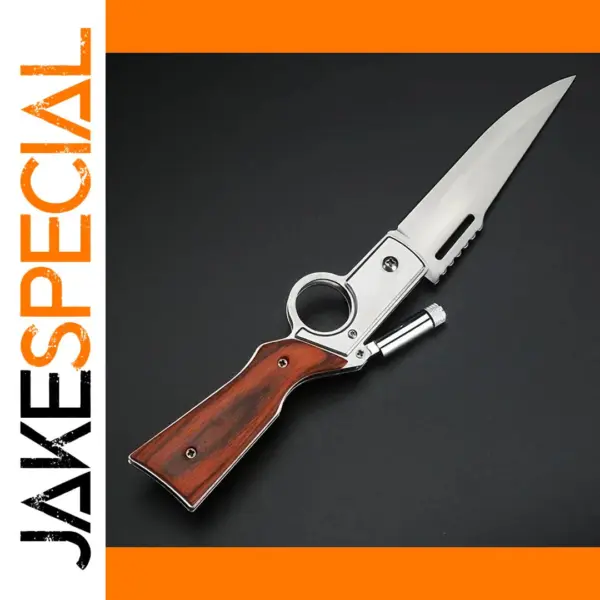 Portable AK47 EDC Folding Knife with Wood Handle