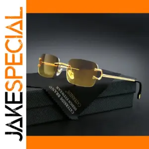 Rectangular Rimless Sun Glasses for Men and Women
