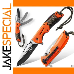 Tactical Folding Knife with Orange Grip