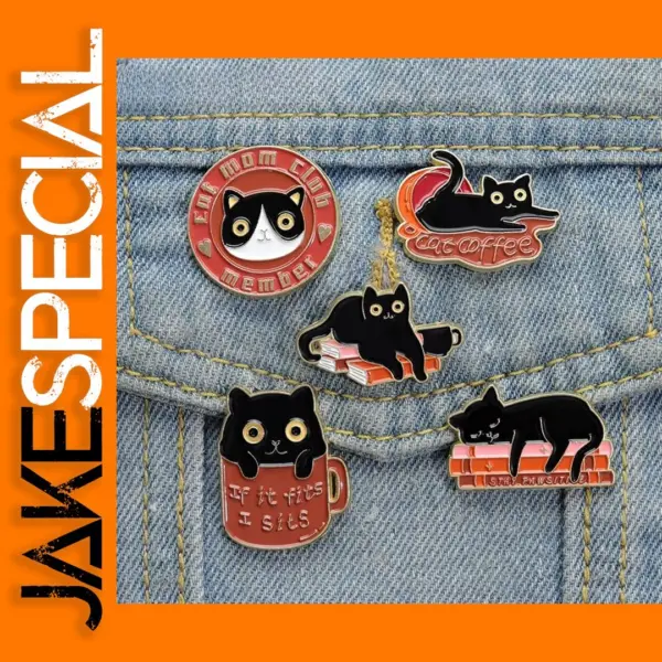 Cat Mom Custom Enamel Pins Black Kitten Brooch