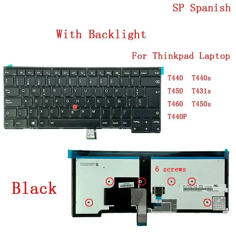 Spanish Backlight Keyboard for Lenovo T440 T450 7 Spanish Backlight Keyboard for Lenovo T440 T450 - Image 7