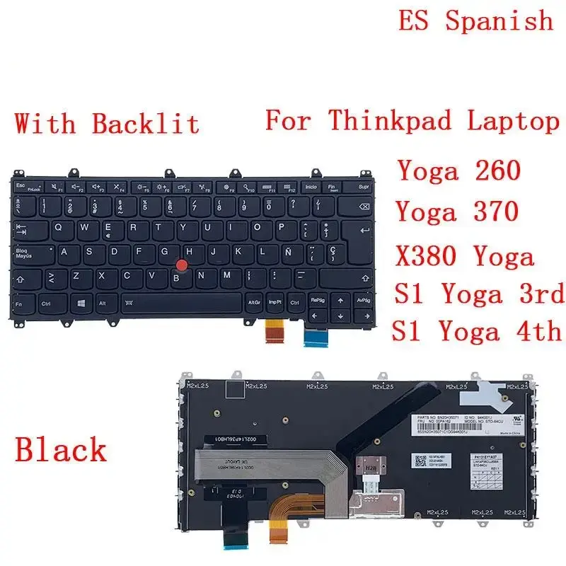 LAS Spanish Keyboard for Lenovo ThinkPad X380 Yoga 9 LAS Spanish Keyboard for Lenovo ThinkPad X380 Yoga - Image 9