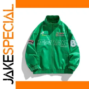 Bright Green Sporty Jacket with Embroidery Details
