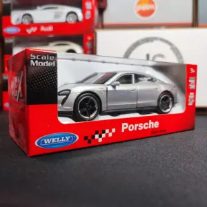 Véhicule Miniature Welly 1:36 Silver Porsche Taycan Turbo S Model Car Modèle Réduit 3 1000167172