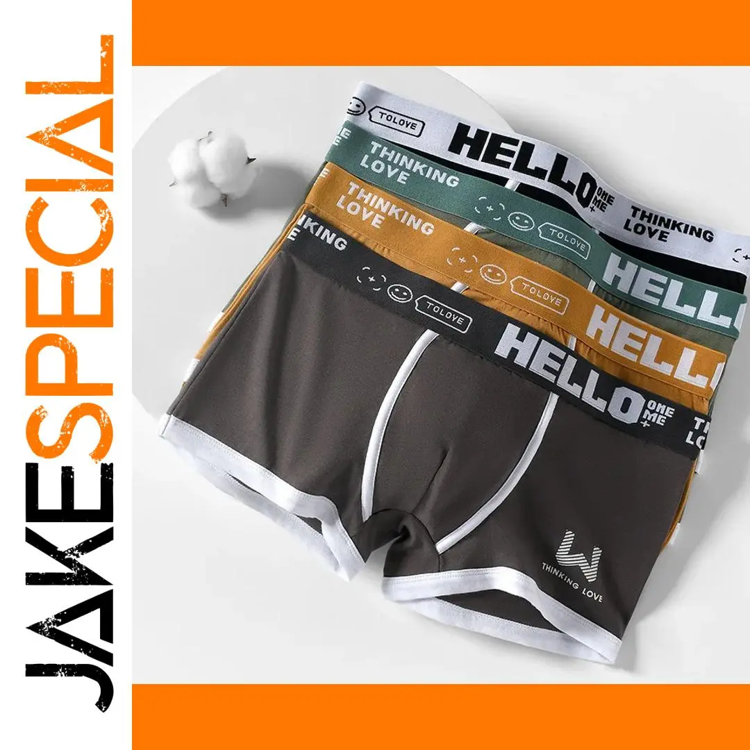 Men's Cotton Boxer Shorts with Letter Belt 1 Men's Cotton Boxer Shorts with Letter Belt