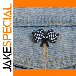 Checkerboard Flag Enamel Brooch Pin for Racing Fans