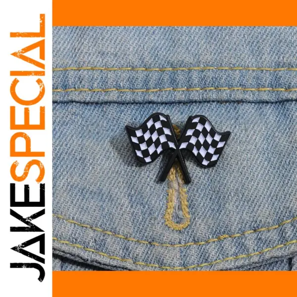 Checkerboard Flag Enamel Brooch Pin for Racing Fans