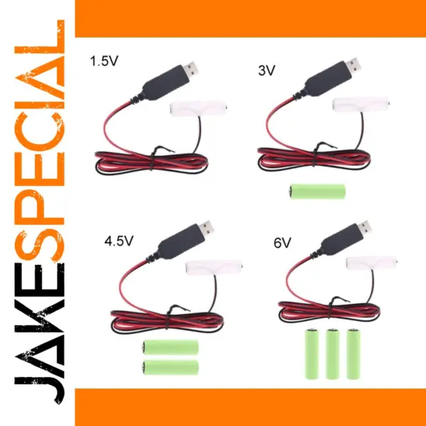 AA Battery Power Cable with Type-C Adapter