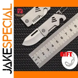 Compact D2 Steel Folding Knife with Chain