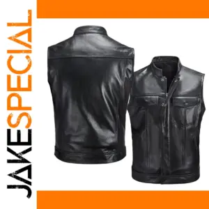 Men's Casual Faux Leather Biker Vest