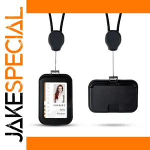 Adjustable Leather ID Card Holder with Lanyard
