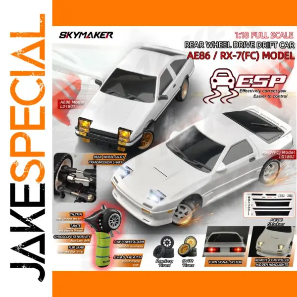 1:18 RC Drift Car AE86 RX-7 with Remote
