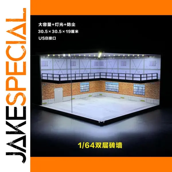 1/64 Scale Car Garage Diorama Model with LED