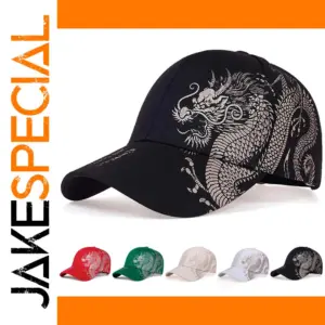 Golden Dragon Print Baseball Cap for Men