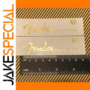 Set of 2 Gold 3D Fender Stratocaster Decals