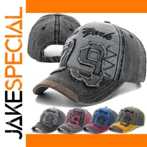 Unisex Washed Cotton Letter Embroidery Cap