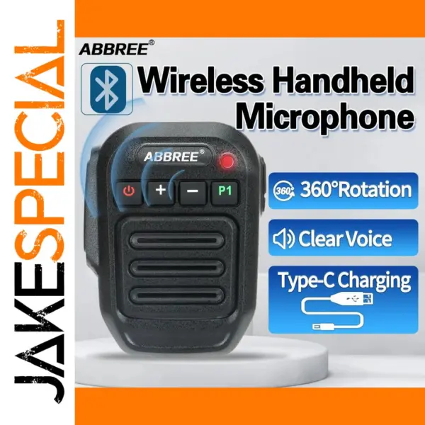 ABBREE Bluetooth Microphone for Two-Way Radios