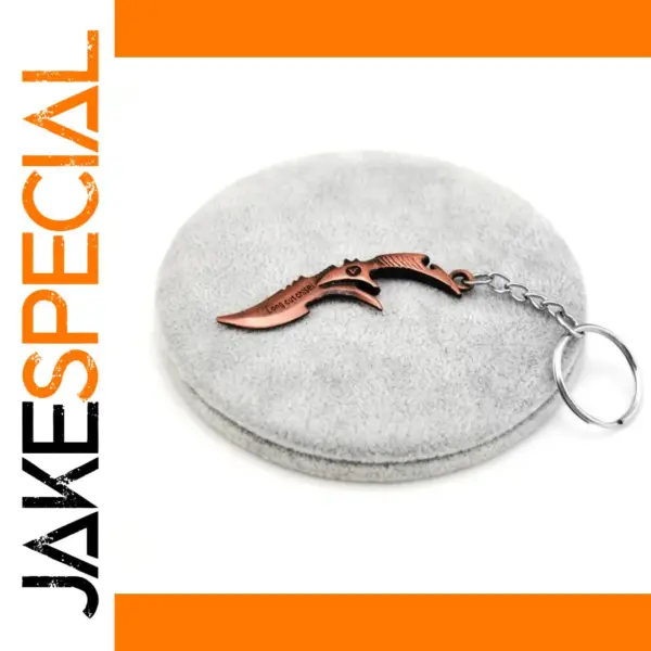 Bronze Knife-Shaped Keychain with Chain