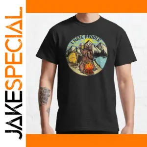 Funny Bear Camping T-Shirt for Men Large Sizes