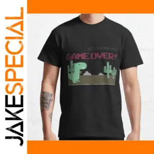 Gameover T-Rex 90s Cartoon Pixel T-Shirt for Men
