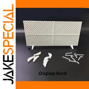 White Display Rack with Hooks and Supports