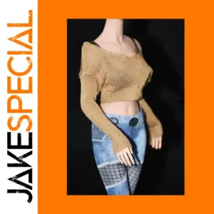 1/6 Scale Golden Sweater and Blue Leggings Set