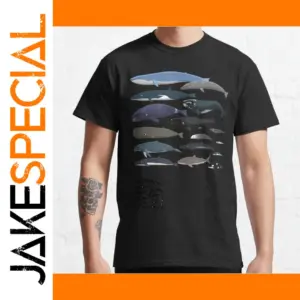 Men's Whale Species Digital Print T-Shirt 5XL