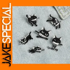 Funny Black Cat Cartoon Enamel Pin Brooch