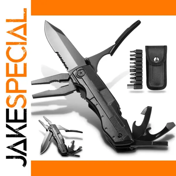 Multifunctional Black Multi-Tool with Screwdriver Set