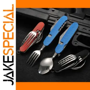 Foldable Stainless Steel 4-in-1 Camping Cutlery