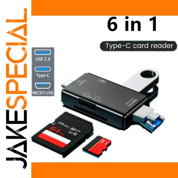 6 in 1 Type C & Micro USB Card Reader
