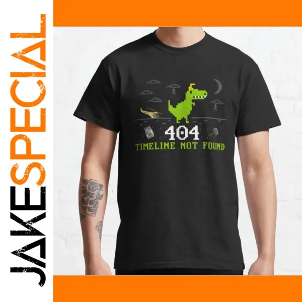 Funny 404 T-Rex Dinosaur Cartoon Tee for Men
