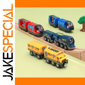 Battery Operated Wooden Railway Locomotive Set