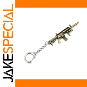 Antique Gold Assault Rifle Keychain Collectible